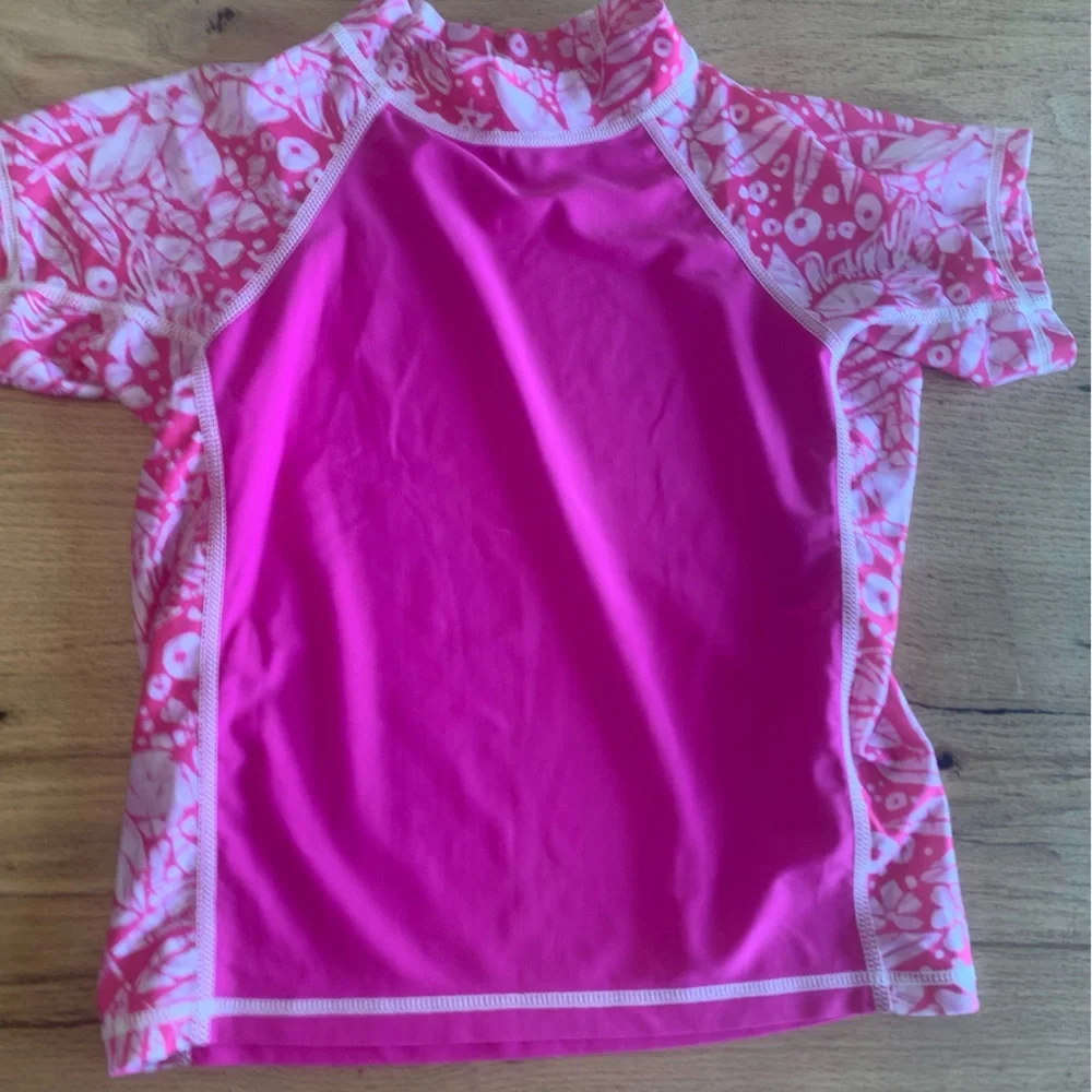 Coolies Floral Tropical Rashguard ‎ Pink White Girls 12 Preloved